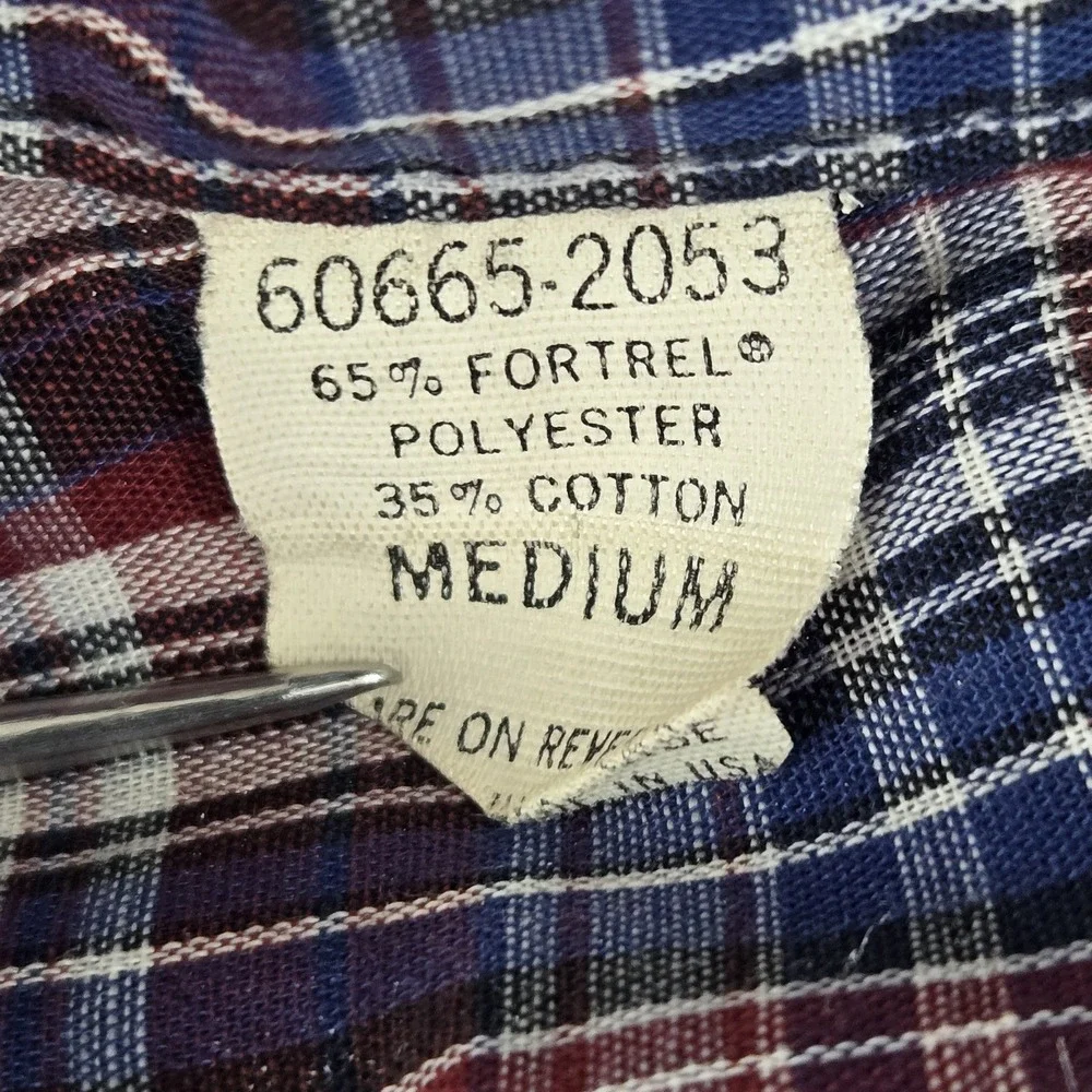VINTAGE Levi's Men Button‎ Up Shirt M  Red Plaid Western Long Sleeve